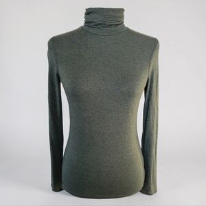 Lord & Taylor Iconic Fit Green Turtleneck Top, Classic Preppy Office, Women's XS